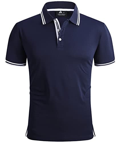 SECOOD Golf Shirts for Men Sport Casual Sweat-Wicking Shirt Men Athletic T-Shirt 110-Bluewhite L