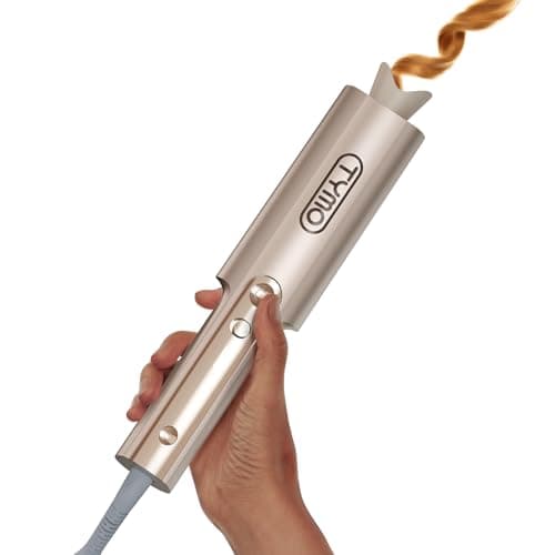 TYMO CurlPro Plus Automatic Rotating Curling Iron - Upgraded Long Barrel Curling Wand for Beach Waves & Long Hair, Ceramic Hair Curler for Women, Anti-Scald, 600M Ionic, Dual Voltage, Gold, 1 Inch