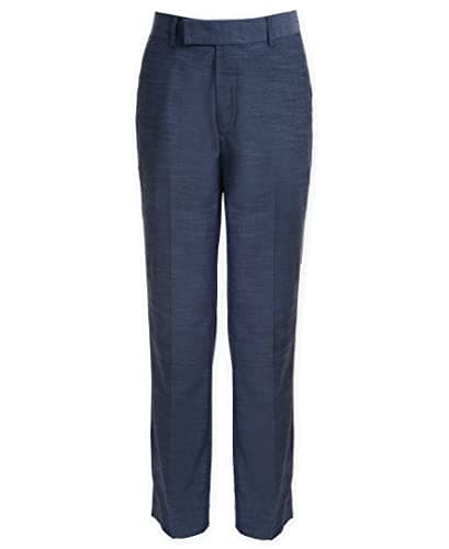 Calvin Klein Boys' Flat-Front Suit Dress Pant, Straight Leg Fit & Hemmed Bottom, Belt Loops & Functional Front Pockets, Blue Weave, 10