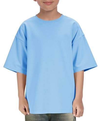 Boys Oversized T Shirts Kids Casual Crewneck Drop Shoulder Summer Basic Tees Tops 5-14 Years Blue