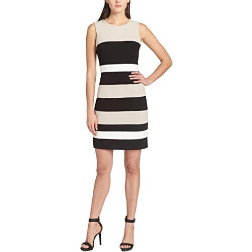 Tommy Hilfiger Women's Dresses Sheath, Khaki/Black/Ivory, 8