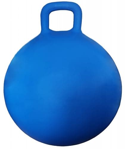 AppleRound Space Hopper Ball with Air Pump: 22in/55cm Diameter for Age 10-13, Kangaroo Bouncer, Hippity Hoppity Hop Ball for Taller Children, Plain Color (Blue)