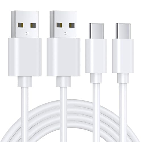 Redwey 2Pack 1M USB C Charger Cable, USB to USB C Cable Fast Charging Compatible for iPhone 16 15, Samsung Galaxy S24 S23 S22 S21 Note 10 9 8, Huawei, Google Pixel, Sony Xperia-White