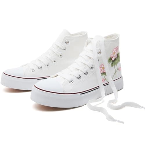 hash bubbie High Top Canvas Sneakers Walking Shoes White Lotus US8.5
