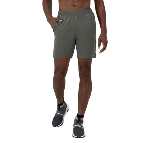 Champion Men's Sport Shorts, Standard Fit, 7 Inch Inseam, Lightweight Fabric, Moisture-Wicking, Available in Regular and Big & Tall, Granite Heather, Large