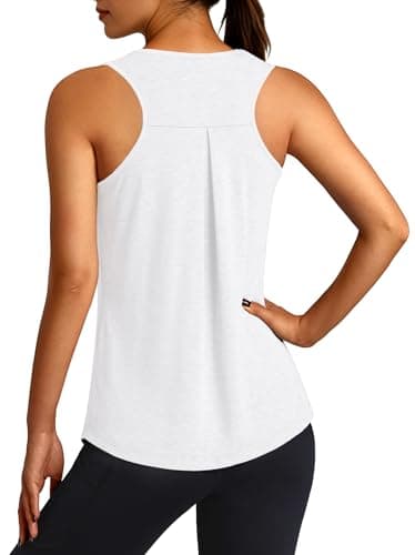 3rd hill Workout Tank Tops for Women Racerback Sleeveless Yoga Top Loose Fit Gym Shirt Running Athletic Tanks White M