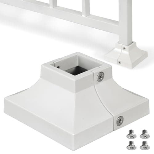 Epcee 4pcs Post 1.25" Aluminum Deck Post Base Cover, Post Skirt, Handrail, Stair, Porch, Deck Railing Base Brackets Covers (White)