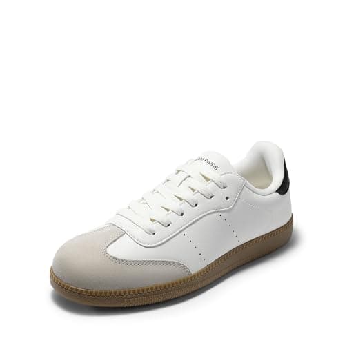 DREAM PAIRS Women's Tennis Sneakers Walking Flat Low-Top Casual Lace-Up Comfortable Nia Fashion Sneakers Shoes, Size 9.5,All White,SDFN2442W