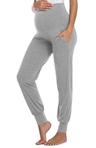 AMPOSH Women's Maternity Pants Stretchy Lounge Workout Sweatpants Casual Loose Comfy Pregnancy Joggers with Pockets(Heather Gray, XL)