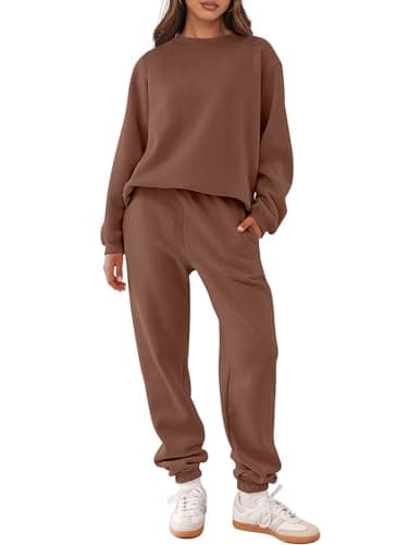 ANRABESS Women's Two Piece Outfits Sweatsuit Lounge Set Long Sleeve Crewneck Sweatshirt Jogger Pants Tracksuit 2026 Fall Sets