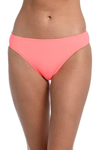 La Blanca Women's Island Goddess Solid Hipster Bikini Swimsuit Bottom, Hot Coral, 8