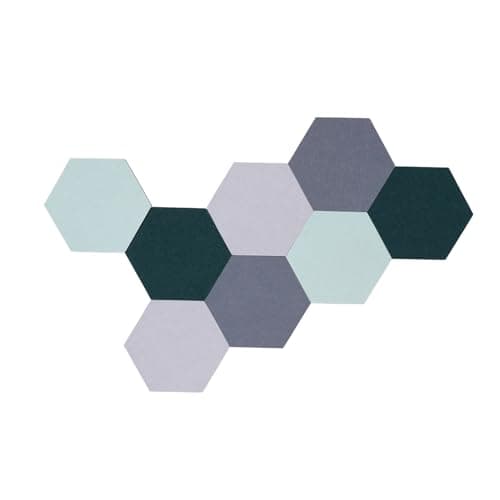 Afumazi 8Pcs (Large) Felt Cork Board Tiles Hexagon Wall Colored Bulletin Board, Adhesive Felt Pin Memo Board for Home School Office (Set G Large)