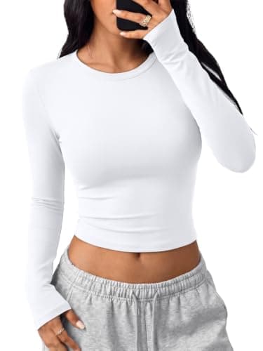 Trendy Queen Women's Long Sleeve Crop Top White Small