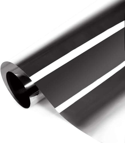 One Way Window Film for Daytime Privacy – Jahoot Non-Adhesive Static Cling Heat Blocking Window Tint, UV Rejection & Glare Reduction for Home and Office (17.7" x 118", Black-Silver)