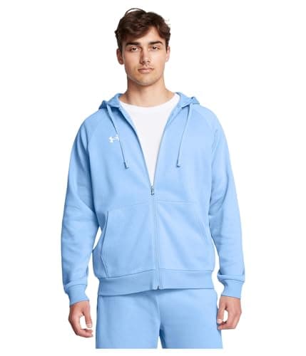 Under Armour Men's Rival Fleece Full Zip Hoodie, (465) Horizon Blue / / White, Small Tall