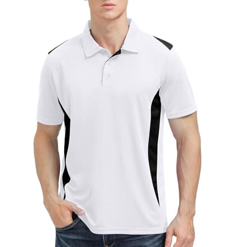 TIHEEN Big and Tall Polo Shirts for Men Lightweight Quick Dry Performance Golf Polo Shirts for Tennis Hiking(3XL,White)