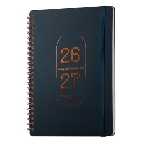 2026-2027 Monthly Planner-A5 Size Calendar Planner -Thick 120g Paper | Hard Cover with Elastic Band and Inner Pocket |Planner For Women,Men |Perfect for Office Home School Supplies & Personal Organizer (Blue-green)
