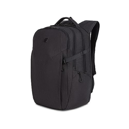 SwissGear VersaMax Laptop Backpack, Laptop Bag Fits Most 16-Inch Laptops, Commuter Friendly Trolley Sleeve, Ideal for Work, Travel or School - Charcoal Heather (18-Inch)