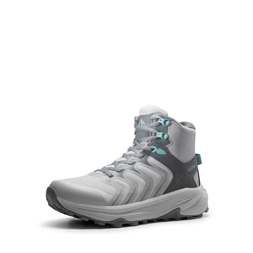 NORTIV 8 Women's Hiking Boots Waterproof with Arch Support Sneakers Walking Outdoor Comfortable Lightweight Boot Echo Mid,Size 6.5,Light Grey,NWUMHB2502
