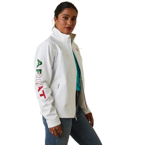 ARIAT Women's Classic Team Softshell MEXICO Jacket, White, Size Large
