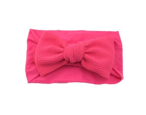 Koolgil Baby Girl's Soft Bowknot Nylon Headband Toddler Hairband Infant Hair Accessories Gifts for Photography Travel Party Festivals (Fuchsia, Free)