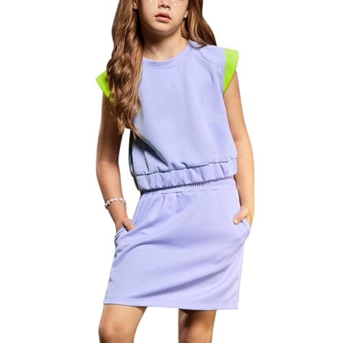 Girls Athletic Dress 2 Pieces Skort Outfits Trendy Clothes Purple 6-7Y