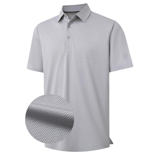 M MAELREG Golf Polo Shirts for Men Short Sleeve Quick Dry Fit Texture Sports Casual Collared Men's Golf Shirts Grey White