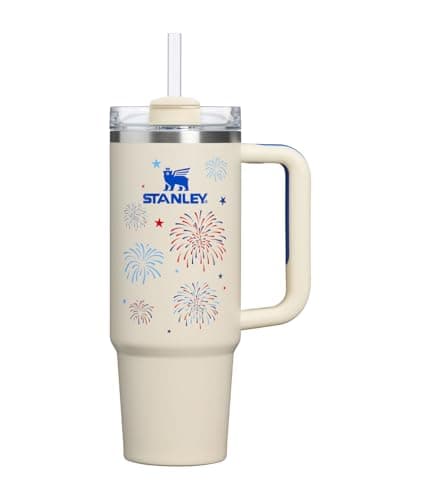 STANLEY Quencher H2.0 Flow State Tumbler, 30 oz, Cream Royal Fireworks