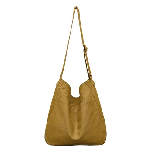 Arkefi Canvas Tote Bag Casual Hobo Crossbody Shoulder Bag for Women and Men Large Purse Messenger Bag Travel Work Shopping, Brown