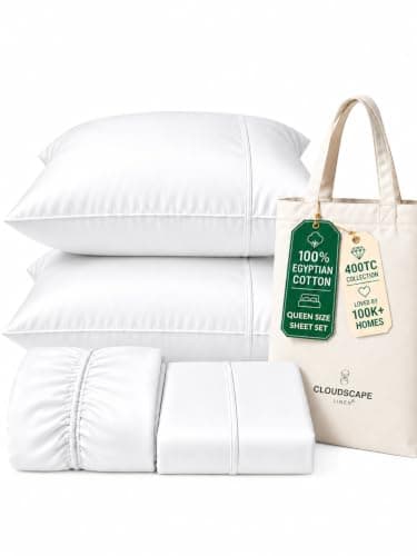 CLOUDSCAPE 100% Egyptian Cotton Queen Sheets Set Set 400TC -White