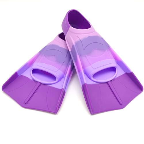 Gugmoy Swimming Training Fins,Kids Swim Fins,Comfortable Swimming Flippers Suitable for Children,Beginners,Girls,Boys,Adults (2C-AllPurple, XXS)