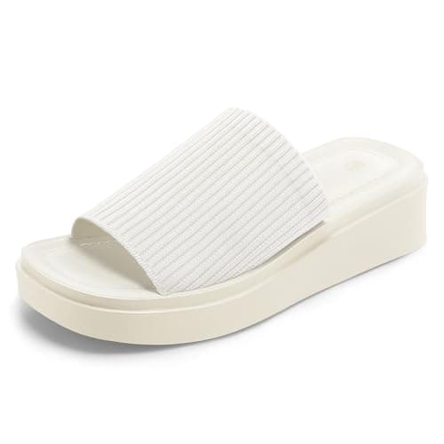 mysoft Women's Platform Sandals Slip On Comfortable Knit Slide Sandals
