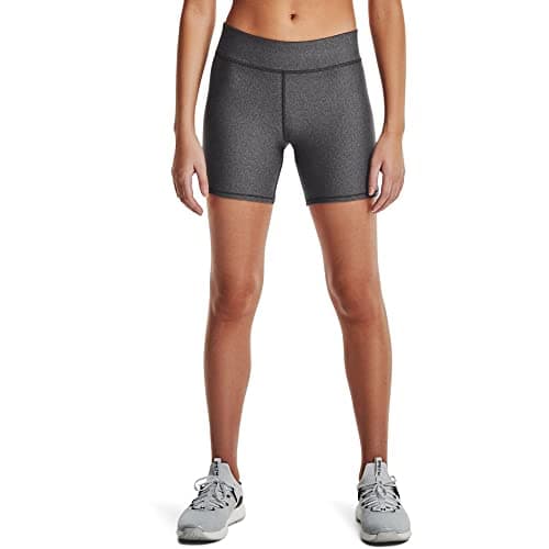 Under Armour Women's HeatGear Armour Mid Rise Middy , Charcoal Light Heather (019)/Black , Medium