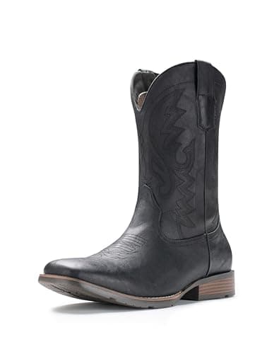 IUV Cowboy Boots For Men Western Boot Durable Fashionable Retro Classic Embroidered Pull On Slip Resistant Boots