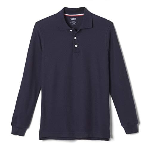 French Toast Men's Long Sleeve Cotton Blend Pique Polo Shirt, Navy, X-Large
