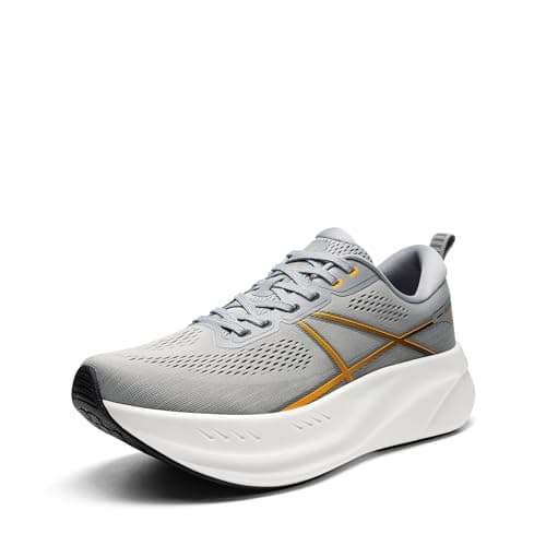 ALLSWIFIT Men's Road Running Shoes Cushion Tennis Shoes Non-Slip Comfortable Lightweight Gym Workout Athletic Arch Support Walking Sneakers Active5K,Size 7.5,Grey,AMUMRS2503