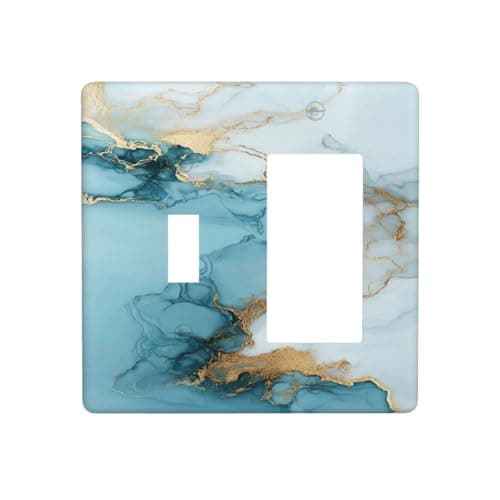Wuyocha Light Switch Cover Plate Turquoise Green Gold Marble Abstract Modern 2 Gang Toggle Rocker Combo Wall Plates Decorative Switch Plates and Outlet Covers Socket Cover for Bathroom Kitchen Decor