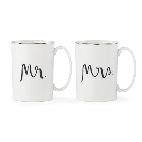 kate spade new york Bridal Party Mrs. 2Pc Mug Set, 1.55 LB, White
