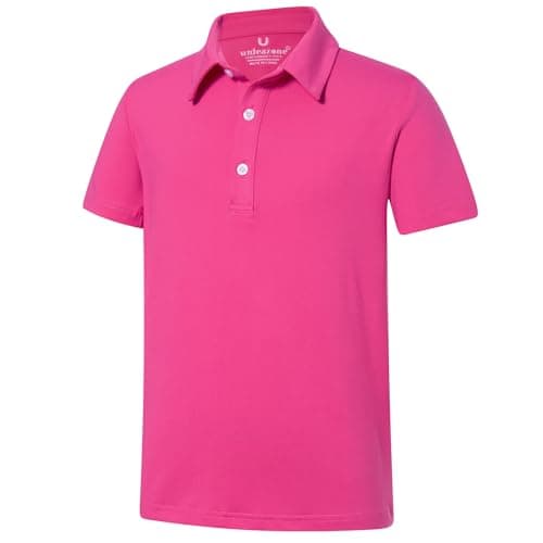 uideazone Boys Polo Shirt Dry Fit Fluorescent Golf Shirts Hot Pink Athletic Golf Polos Casual School Uniform Size 5-6