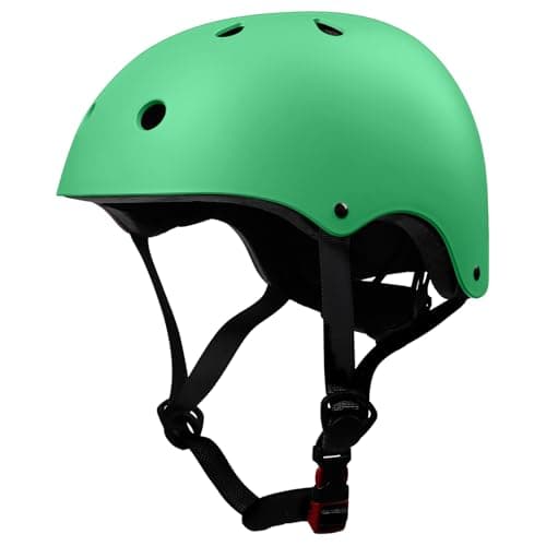 Kids Toddler Bike Helmet,2 Sizes Adjustable Youth Boys Girls Helmet Multi-Sports for Scooter Bicycle Skateboard Cycling Roller Inline Skating (Matte New Green, Small: 18.9"-21.3" / 48-54 cm)