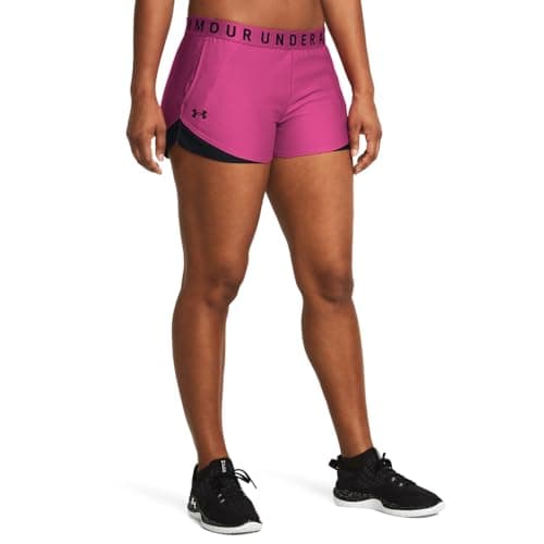 Under Armour Womens Play Up 3.0 Shorts, (686) Astro Pink/Black/Black, X-Large