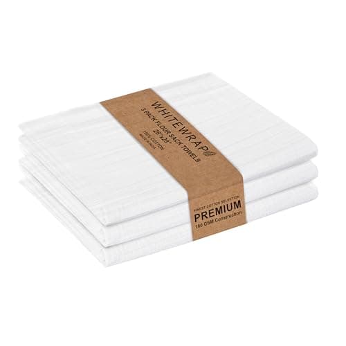 Flour Sack Towels| Tea Towel for Crafts| Kitchen Dish Cotton Blank Towel for Embroidery|Baking Bread Proofing Linen Cover| Thick Absorbent Quick Dry| 3 Pack 28"x28" White