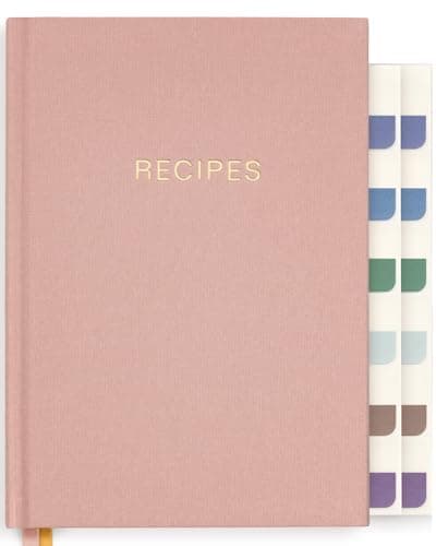 Blank Recipe Book with Tear-Out Shopping Lists - Cute Hardcover Cookbook Journal with Tabs to Write in Your Own Recipes & Preserve Family Favorites, 50 Recipes