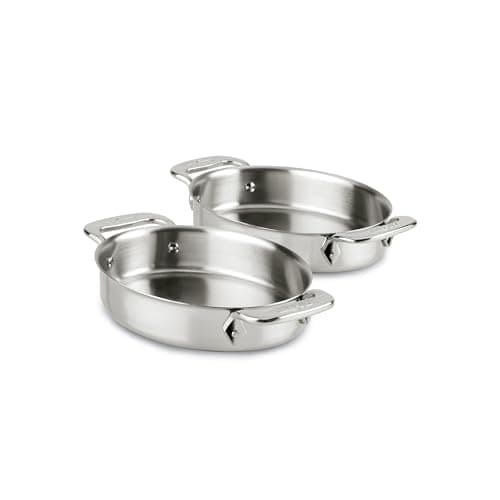 All-Clad Specialty Stainless Steel Oval Bakeware Set 2 Piece Induction Pots and Pans Silver