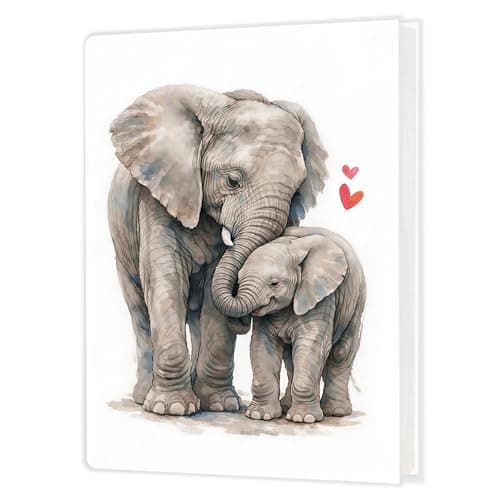 Cabana Bor Baby Photo Album 4x6 Inch, Elephant Family Baby Photo Album Memory Book Keepsake with 18 Pockets Hold 36 Pictures for Babies Shower Newborns Boys Girls
