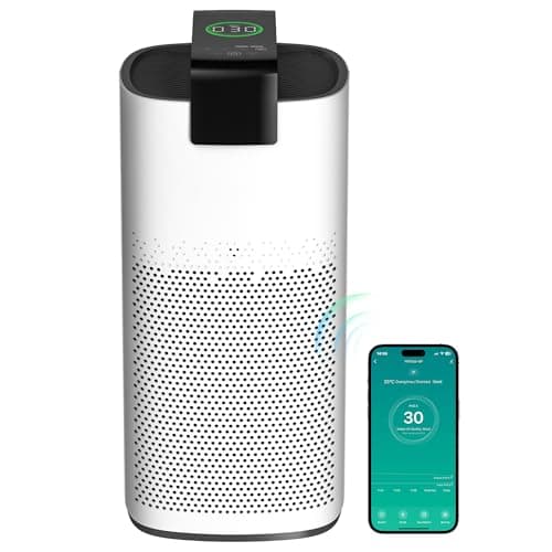 Air Purifiers for Home Large Room Up to 3600 Ft² with PM 2.5 Air Laser Sensor, HEPA 4-in-1 Filter for Airborne Particles, Sleep Mode for Allergies, Pet Hair in Bedroom, MR7566-WF, White, 1Pack+3Modes
