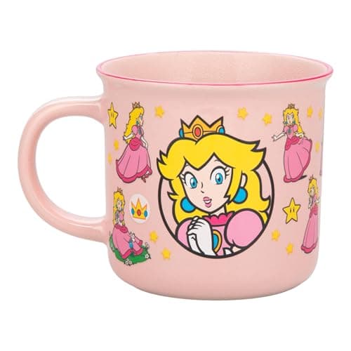 Paladone Super Mario Princess Peach Heat Change Mug 300ml, Officially Licensed Nintendo Pink Ceramic Coffee Cup for Hot Drinks, Gamer Gift, Pop Culture Collectible