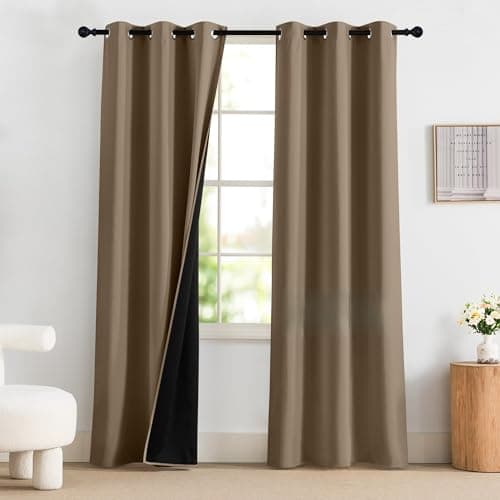 NICETOWN Khaki 100% Blackout Curtains 84 Inches Long for Bedroom