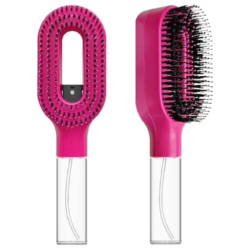2-in-1 Manual Misting Detangling Hair Brush with 50ml Reservoir, Red