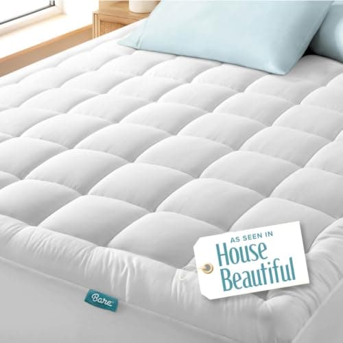 Bare Home Twin Extra Long Mattress Topper Cotton Top (Twin XL, White)